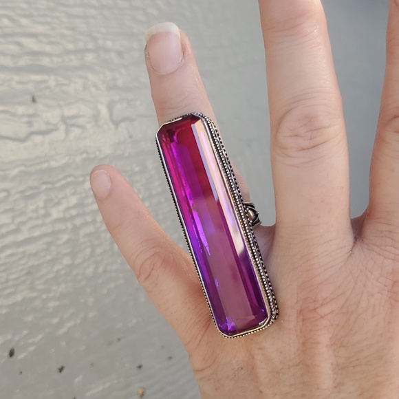 New Amazing Oversized Bi-Color Tourmaline 925 Silver Statement Ring. - Picture 13 of 16